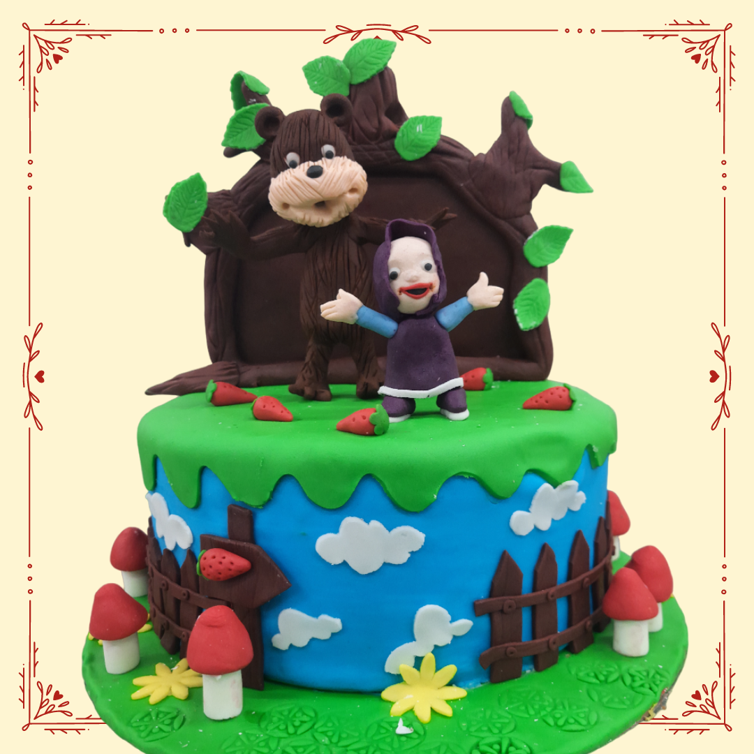 Order Marsha & The Bear Cake 1.5kg Online From Kawaii Cakes-Online Cake  Delivery,Chennai