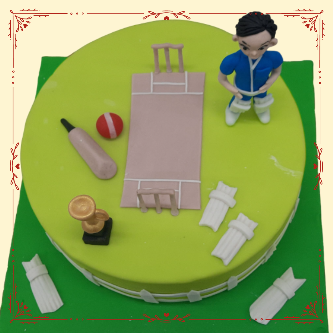 Cricket stadium themed cake
